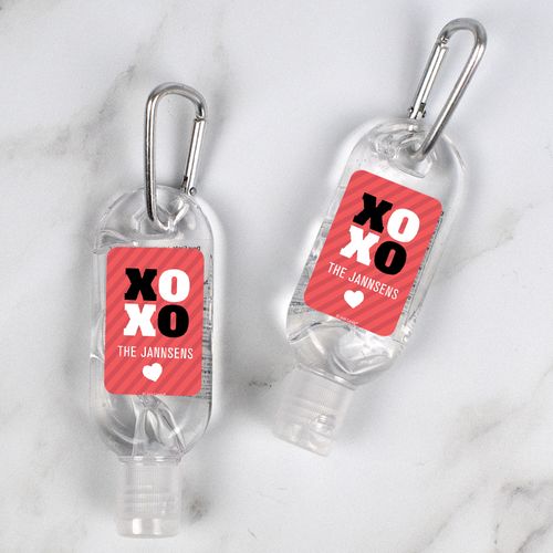 Personalized Hand Sanitizer with Carabiner Valentine's Day 1 fl. oz bottle - XOXO