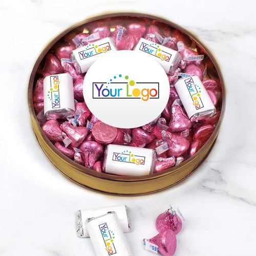 Personalized Add Your Logo Large Plastic Tin Hershey's Kisses and Miniatures