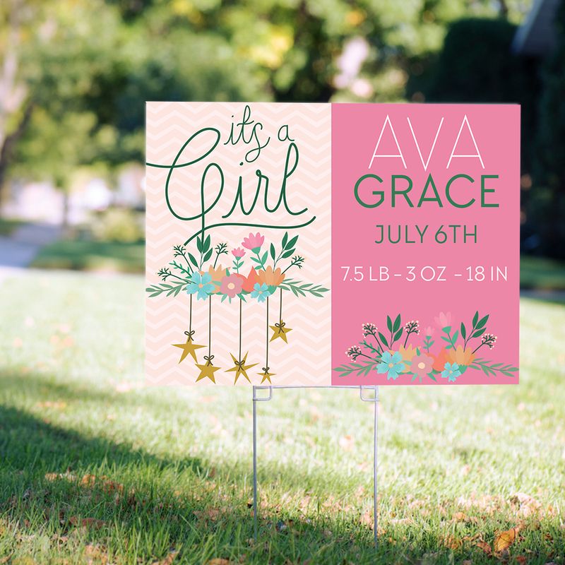 Personalized It's a Girl Yard Sign It's a Girl Floral