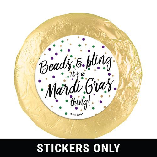 Mardi Gras Beads & Bling 1.25" Stickers (48 Stickers)