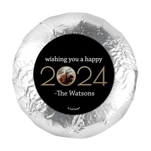 Personalized 1.25" Stickers - New Year's Eve Glitter Photo (48 Stickers)
