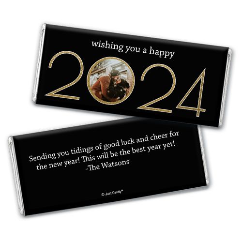 Personalized Chocolate Bar & Wrapper - New Year's Eve Glitter Photo