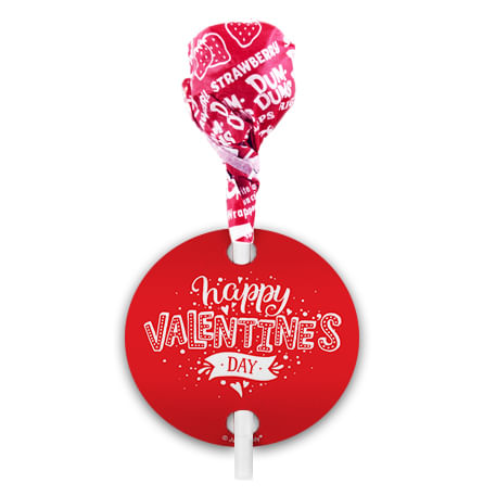 Personalized Hearts and Hugs Valentine's Day Dum Dums with Gift Tag (75 pops)