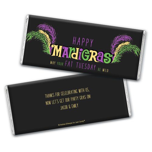 Personalized Mardi Gras Party Gras Hershey's Chocolate Bar & Wrapper