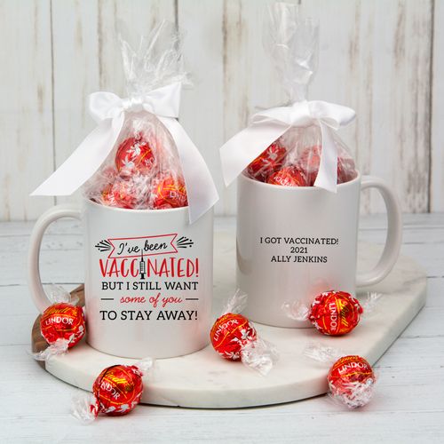Personalized I've Been Vaccinated 11oz Mug with Lindt Truffles