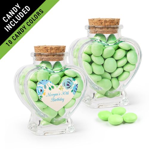 Personalized Birthday Favor Assembled Heart Jar Filled with Just Candy Milk Chocolate Minis