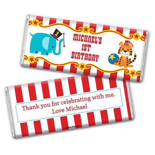Personalized Birthday Circus Chocolate Bar & Wrapper