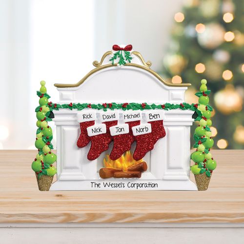 Personalized Business Mantel with 7 Stockings Tabletop