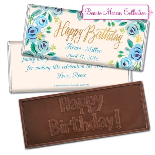 Bonnie Marcus Collection Personalized Embossed Chocolate Bar Chocolate & Wrapper Here's Something Blue Birthday Favors