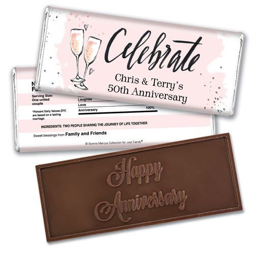 Cheers to the YearsEmbossed Happy Anniversary Bar Personalized Embossed Chocolate Bar Assembled