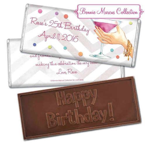 Bonnie Marcus Collection Personalized Embossed Chocolate Bar Birthday Wrappers Here's to You
