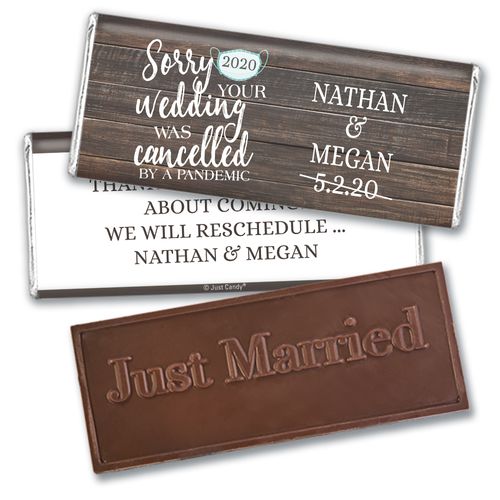 Personalized Sorry Your Wedding Was Cancelled Embossed Chocolate Bars