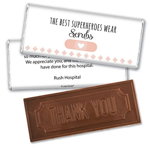 Personalized Nurse Appreciation Superheroes Embossed Thank You Chocolate Bars