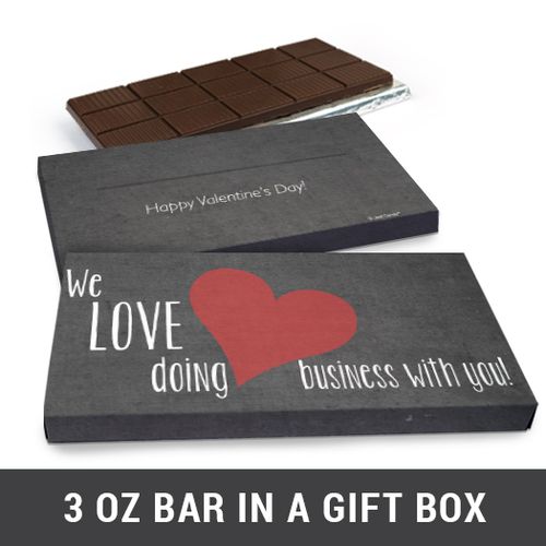 Deluxe Personalized Business Love Valentine's Day Chocolate Bar in Gift Box (3oz Bar)