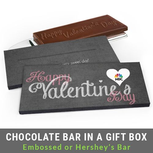 Deluxe Personalized Charcoal Heart Valentine's Day Chocolate Bar in Gift Box