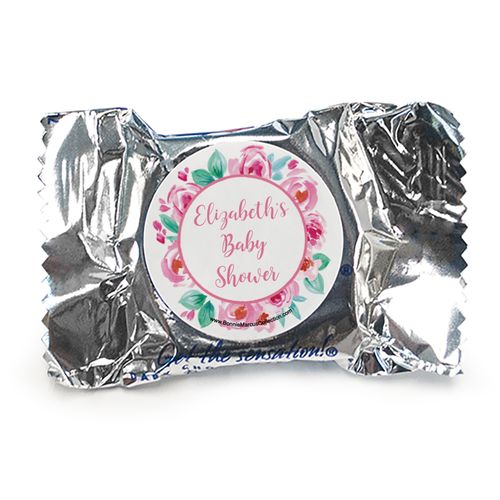 Personalized Bonnie Marcus Pink Floral Wreath Baby Shower York Peppermint Patties