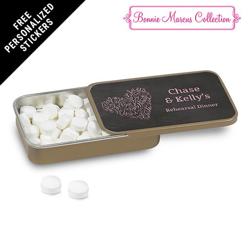 Bonnie Marcus Collection Personalized Mint Tin Sweetheart Swirl Rehearsal Dinner