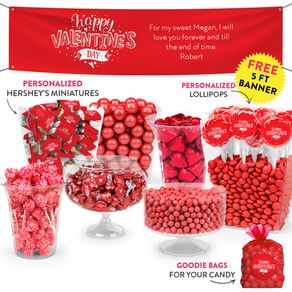Personalized Valentine's Day Hearts and Hugs Deluxe Candy Buffet
