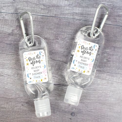 Personalized Baby Shower Over the Moon Hand Sanitizer with Carabiner - 1 fl. Oz.