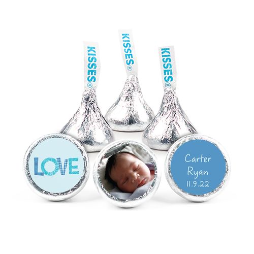 Bonnie Marcus Collection Personalized 3/4" Sticker Patterned Love Boy Birth Announcement