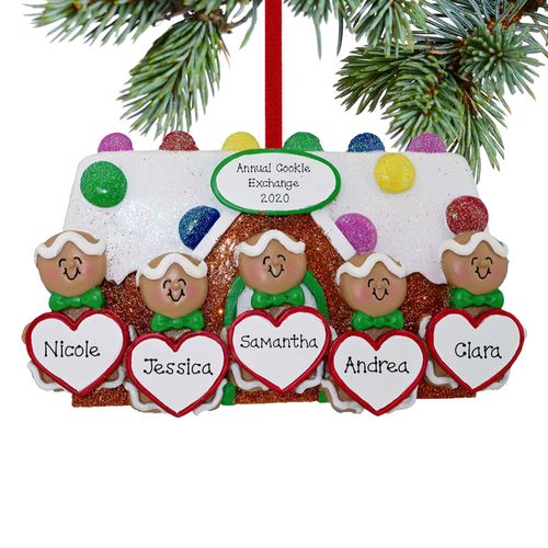 Personalized Gingerbread Family of 5 Family