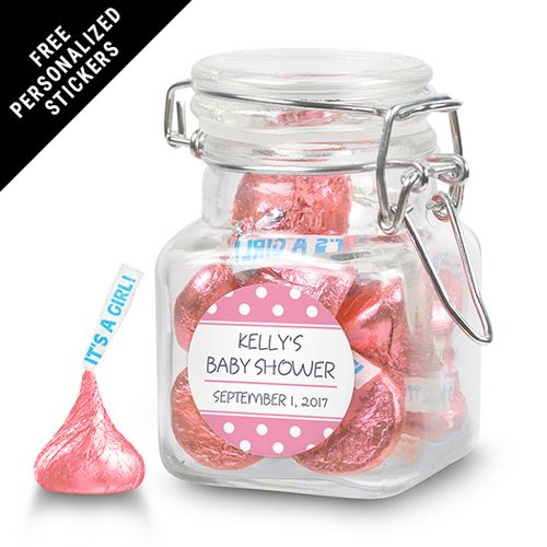 Baby Shower Personalized Latch Jar Polka Dot (12 Pack)