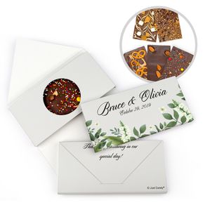 Personalized Botanical Garden Wedding Gourmet Infused Belgian Chocolate Bars (3.5oz)