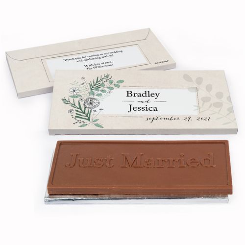 Deluxe Personalized Romantic Flora Wedding Chocolate Bar in Gift Box