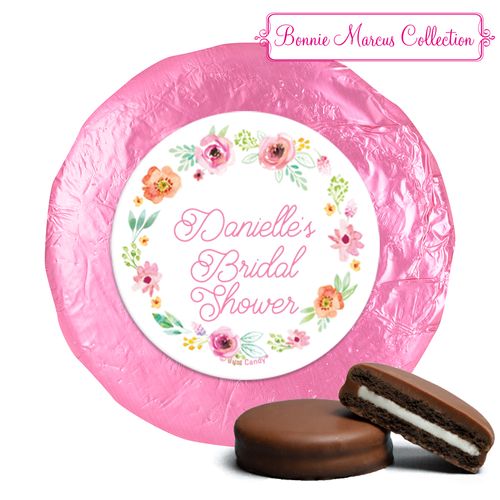 Personalized Milk Chocolate Covered Oreos - Bonnie Marcus Wedding Water Color White Blossoms