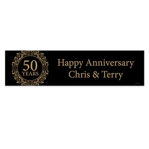 Personalized Anniversary Golden 50th 5 Ft. Banner