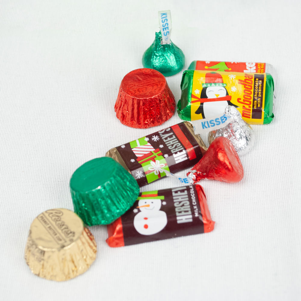 Green Christmas Window Gift Box with Hershey's Holiday Chocolate Mix