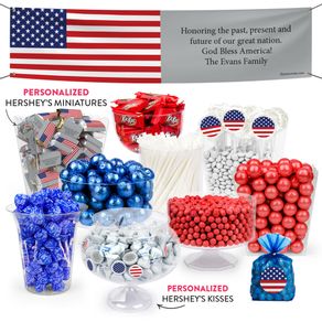 Personalized American Flag Patriotic Deluxe Candy Buffet
