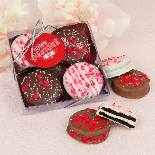 Valentine's Day Hearts and Hugs Gourmet Belgian Chocolate Covered Oreos 4pc Gift Box