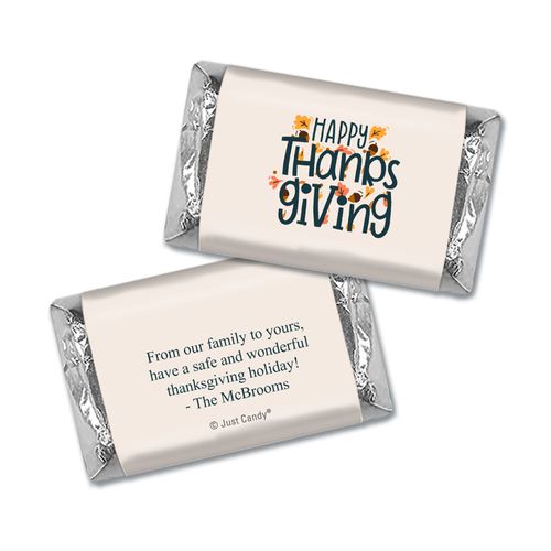 Personalized Thanksgiving Orange Leaves Hershey's Miniatures Wrappers