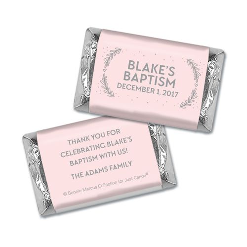 Personalized Bonnie Marcus Filigree and Heart Baptism Hershey's Miniatures