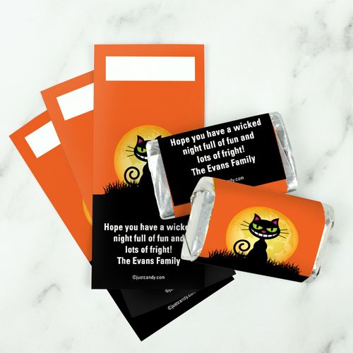 Black Cat Moon Halloween Personalized Miniature Wrappers
