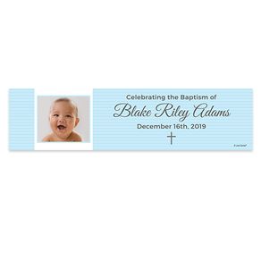 Personalized Baptism Photo and Cross 5 Ft. Banner
