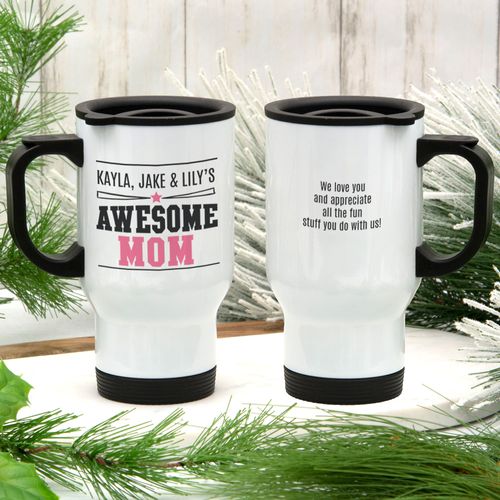 Personalized Stainless Steel Travel Mug Gifts for Moms (14oz) - Awesome Mom