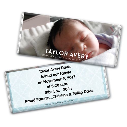 Bonnie Marcus Collection Personalized Chocolate Bar and Wrapper Photo Birth Announcement