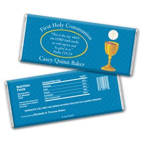Communion Personalized Chocolate Bar Golden Chalice
