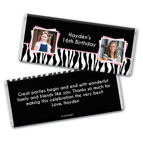 Then and Now Stripes Personalized Candy Bar - Wrapper Only