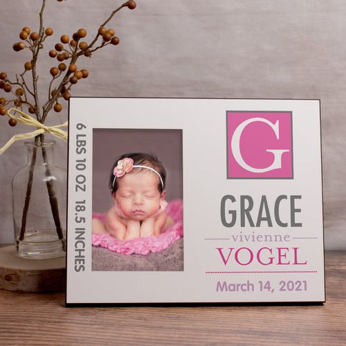Personalized Picture Frame - Baby Pink Monogram