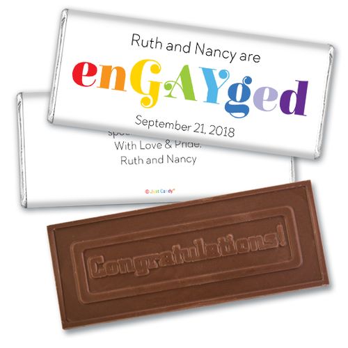 Personalized LGBT Wedding We're enGAYged Embossed Chocolate Bar