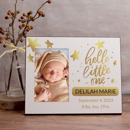 Personalized Picture Frame - Hello Little One Gold