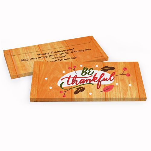 Deluxe Personalized Be Thankful Thanksgiving Candy Bar Favor Box