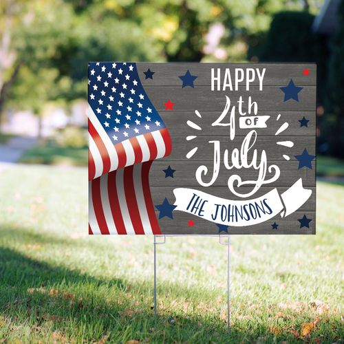 Personalized 4th of July Yard Sign - Rustic