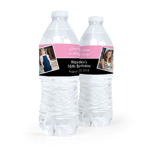 Personalized Sweet 16 Birthday You've Come a Long Way Water Bottle Sticker Labels (5 Labels)
