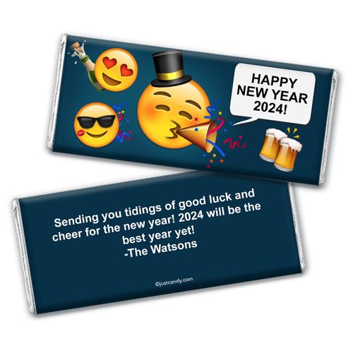 Personalized Chocolate Bar & Wrapper - New Year's Eve Emoji