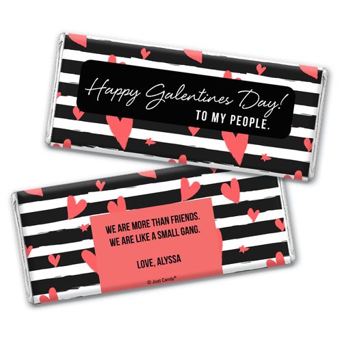 Personalized Valentine's Day Chocolate Bar and Wrapper - Heart Stripes