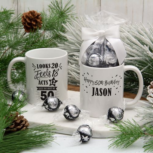 Personalized Guess that Makes me 50 11oz Mug with Lindt Truffles